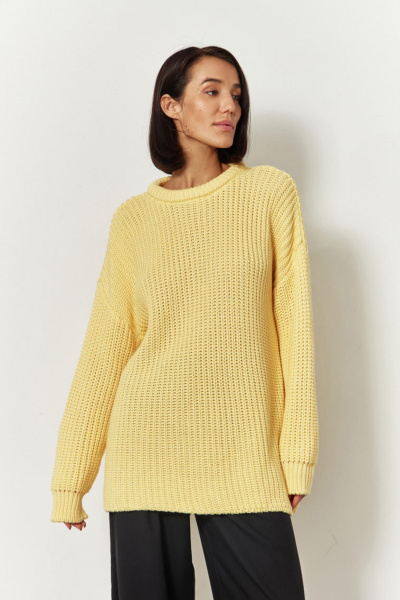 Свитер крупной вязки из хлопка (one size, лимонный) 2174